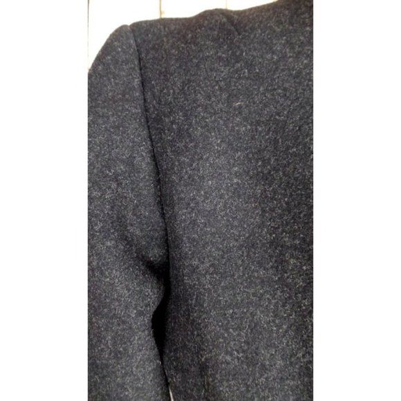 90s vintage charcoal grey/black long wool winter coat/belted wool overcoat - Picture 5 of 5